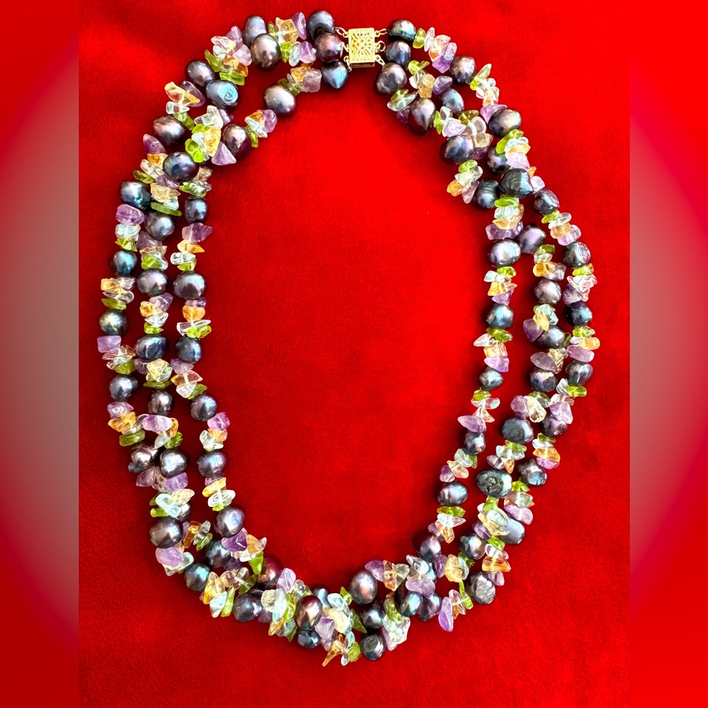 Ross Simon Genuine Cultured Pearl and Gemstone Necklace